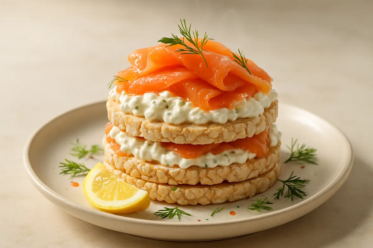 Cottage Cheese & Smoked Salmon Rice Cake Stack