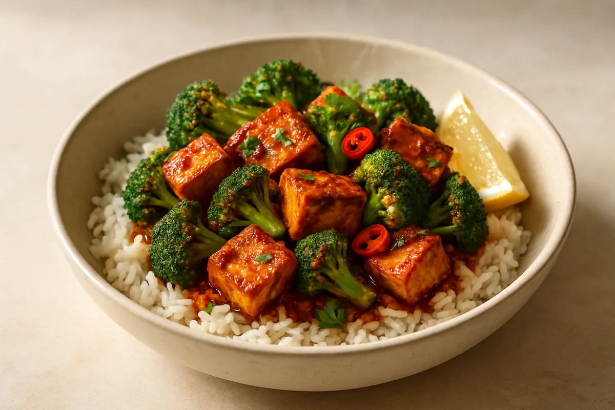 Chilli-Garlic Tofu & Broccoli Rice Bowl