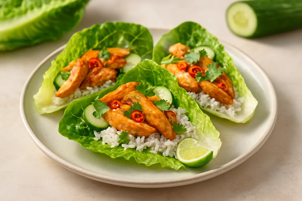 Sambal Chicken & Cucumber Lettuce Cups