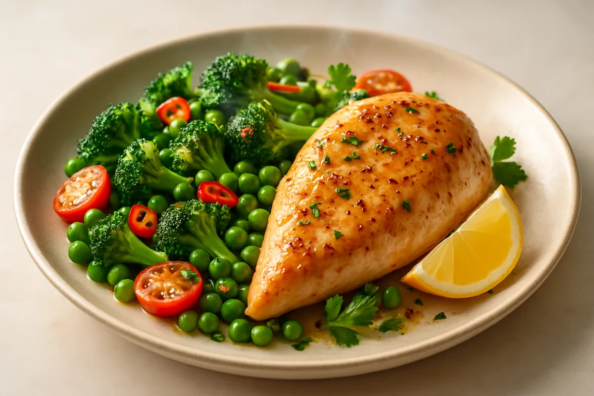 Garlic-Lemon Chicken with Broccoli & Peas