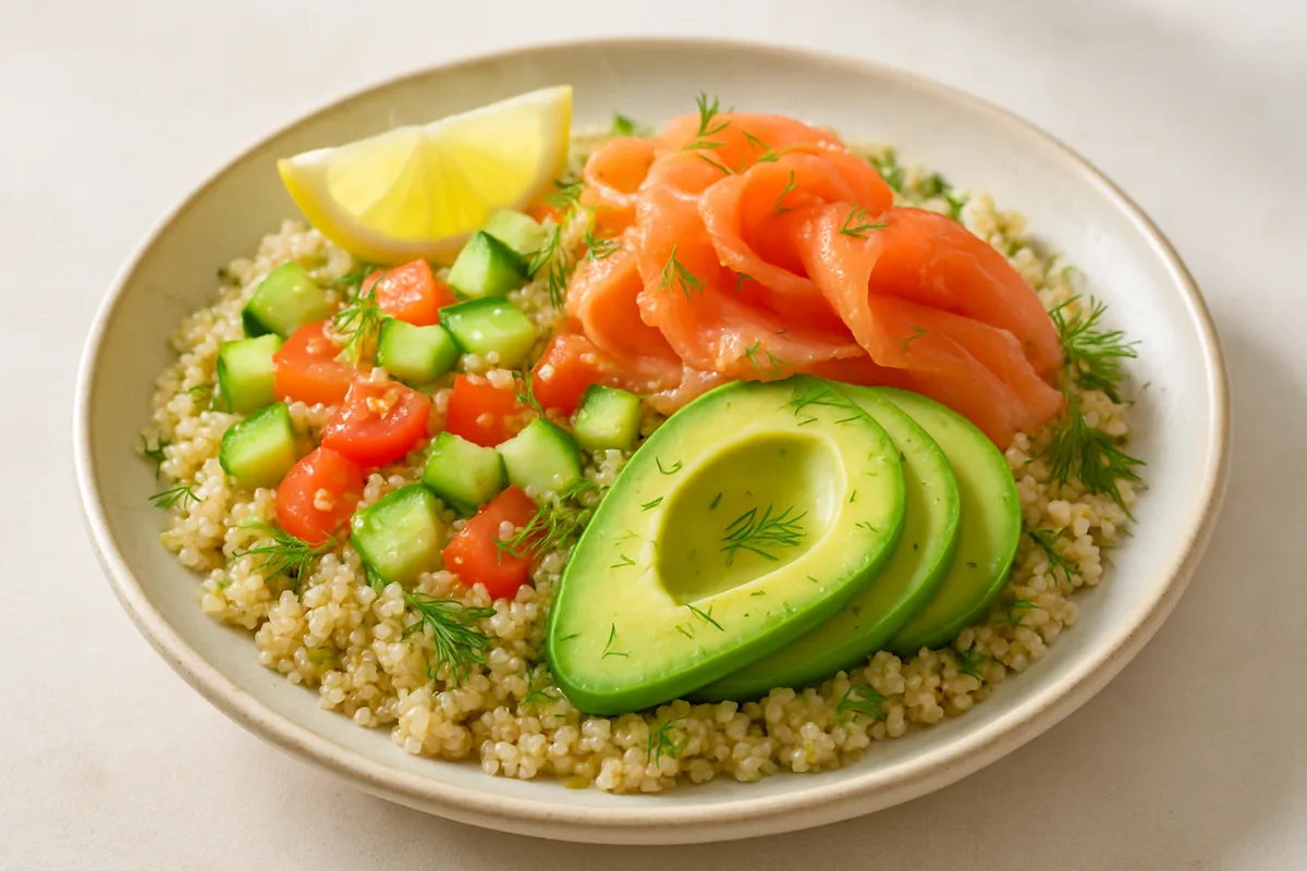 Smoked Salmon, Dill & Avocado Quinoa Bowl