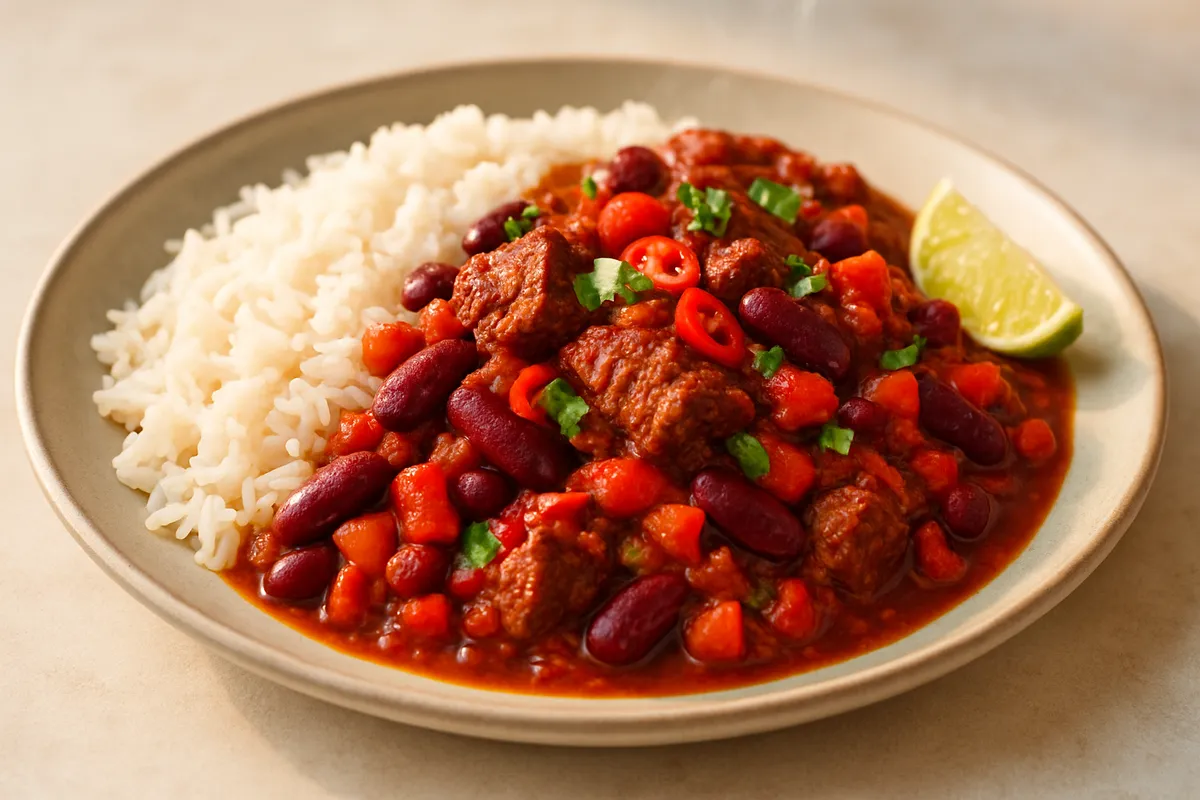 Beef & Kidney Bean Chilli with Rice